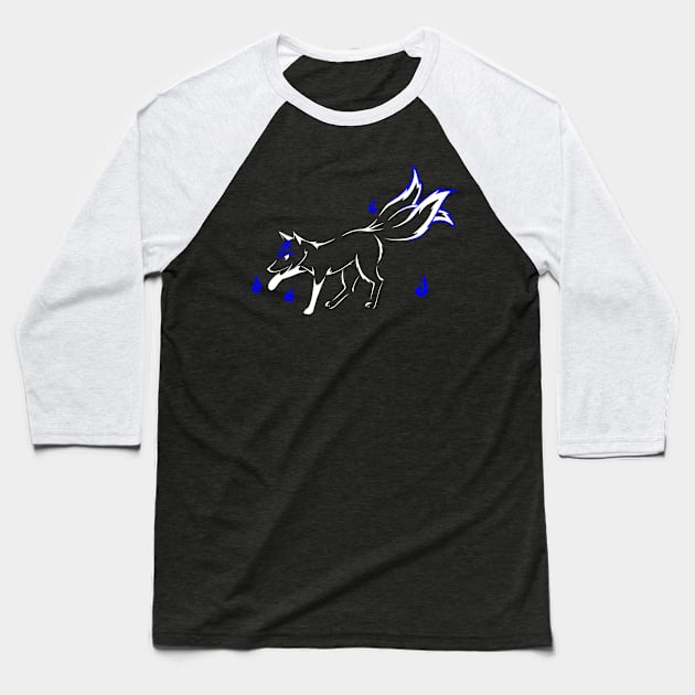 Kitsune (white and blue) Baseball T-Shirt by Eile